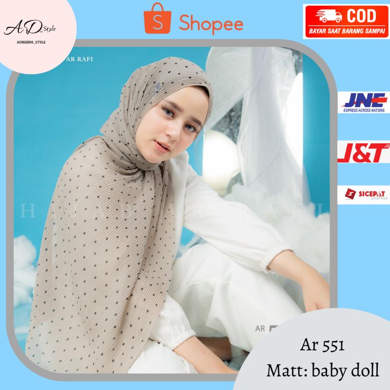 hijab jilbab krudung bergo pashmina plisket motif terbaru arrafi ar 551 ORI baby doll zoya elzatta
