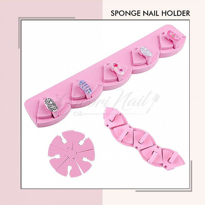 Sponge nail holder practice nail art tempat hias kuku palsu fake nails kupal