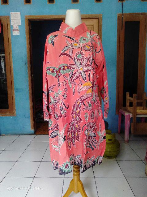 Batik Tunik Shibori Jumputan Terbaru All Size 106cm / Hrb026 Yelbor Navbor / Biru Putih / Original..
