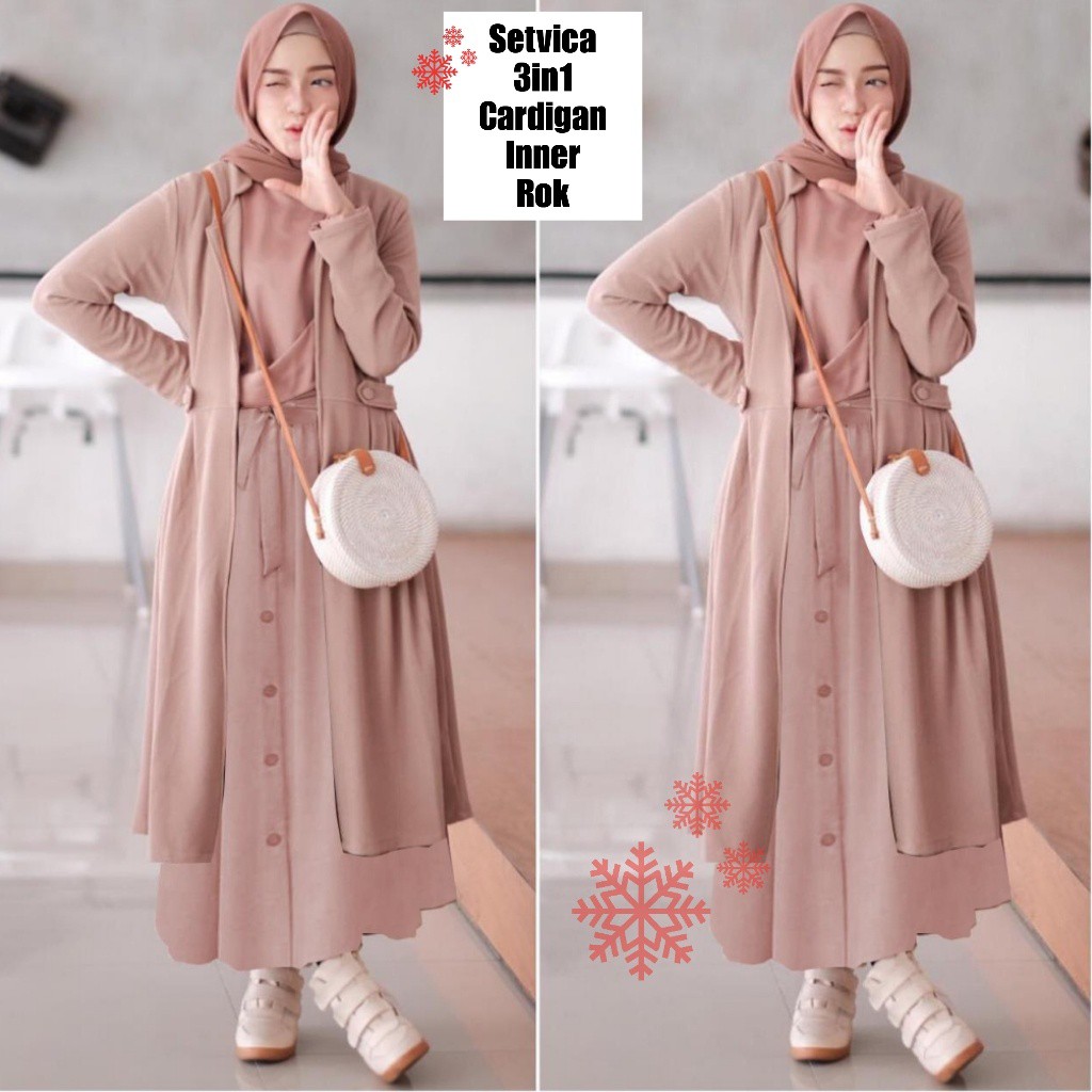 XC - Stelan Wanita 3IN1 SETVICA / Stelan Trendy Wanita / Stelan Muslim Wanita Model Casual Bingits