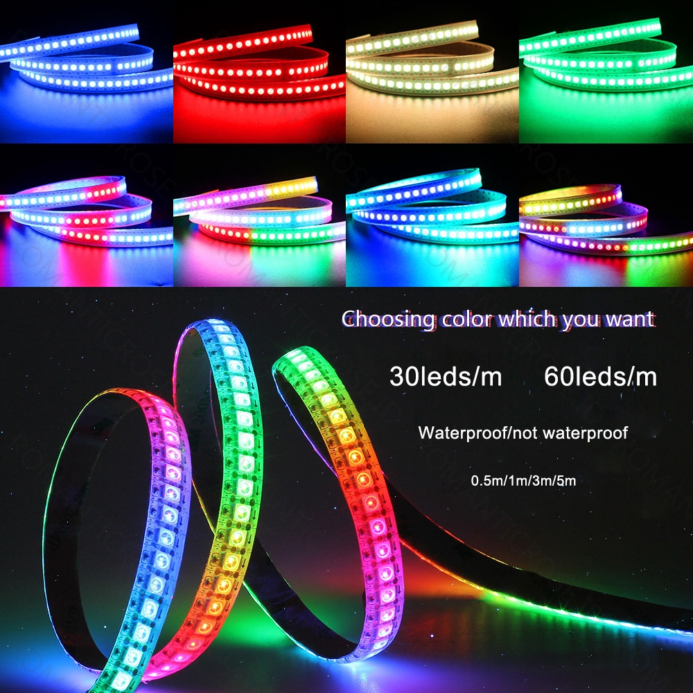  Lampu  Strip Led Rgb 5m 5v Ws2812B Ws2812 Anti Air Warna  