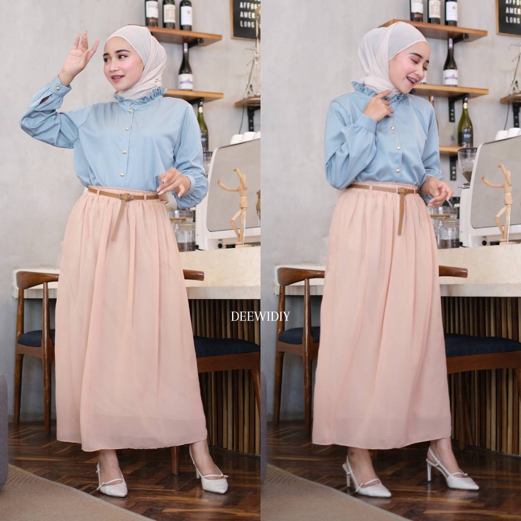 ROK SIFON PANJANG WANITA | CHIFFON SKIRT DEEWIDIY