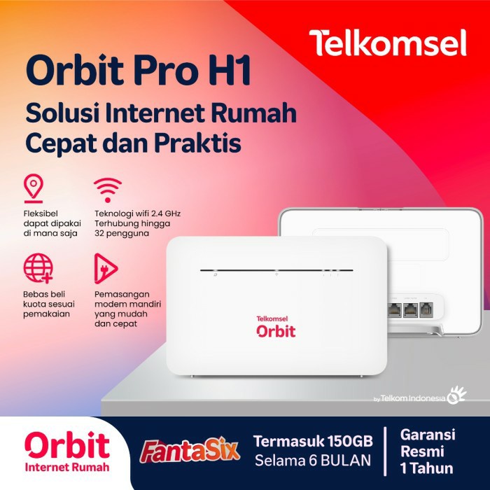 Orbit Pro H1 Modem Router WiFi 4G High Speed-Telkomsel Orbit Pro H1 4G