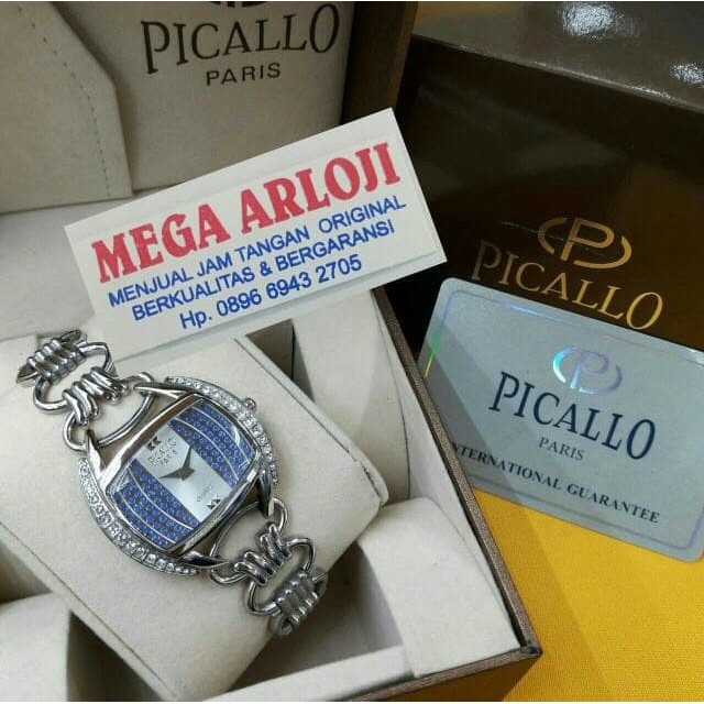 JAM TANGAN CEWEK WANITA PICALLO ORIGINAL OVAL SILVER GARANSI 1 THN