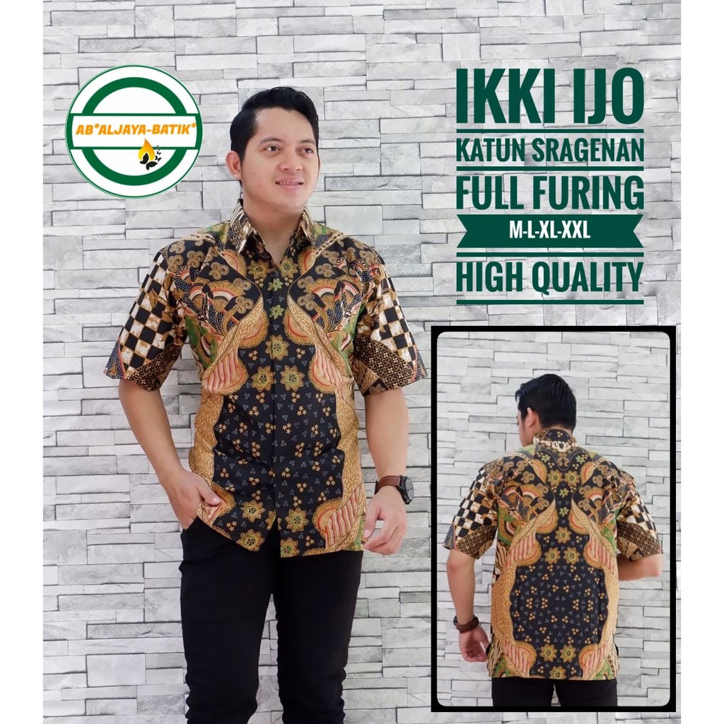 IKKI IJO Kemeja Batik Pria Lengan Pendek Katun Halus FULL FURING Batik Aljaya