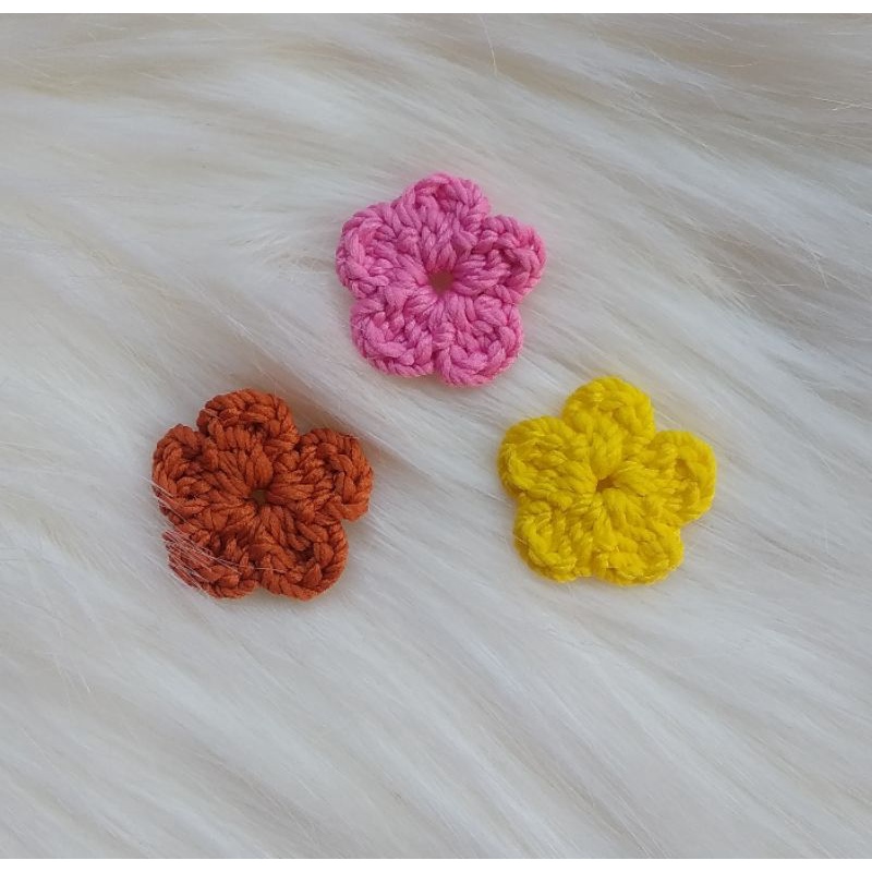 Aplikasi bunga rajut mini/aplikasi bunga sakura rajut/aplikasi rajut bunga