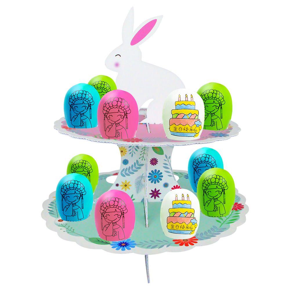 R-flower EASTER Egg Rack Home HAPPY EASTER 2-Layers Cupcake Pajangan