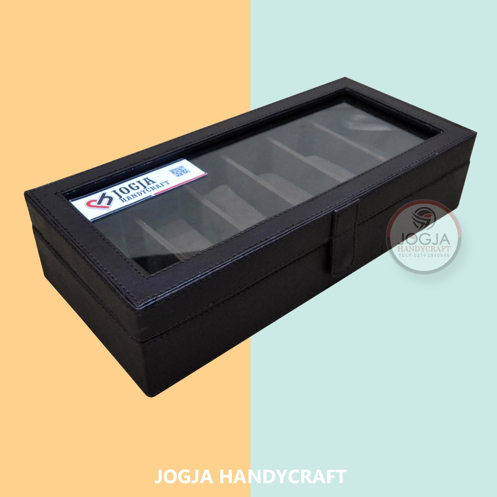 Full brown Kotak Tempat Kacamata isi 6 Glasses Box Organizer Box penyimpanan kacamata