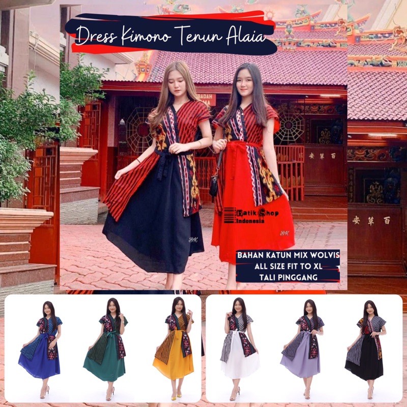 Dress Kimono Tenun Alaia Batik Cheongsam Imlek Series Chinese Model Baju Pesta Kondangan Modern