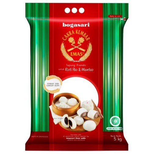 

BISA COD Tepung Terigu Bogasari Cakra Kembar Emas Roti Pao & Mantao 5kg