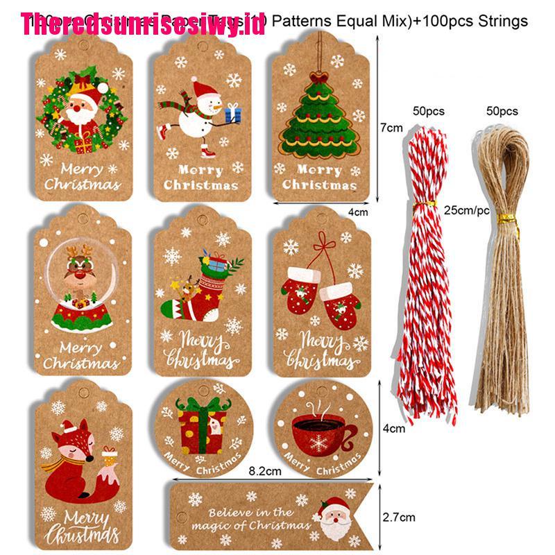 100pcs Tag Kartu Ucapan Selamat Natal Bahan Kertas Kraft Untuk Pesta