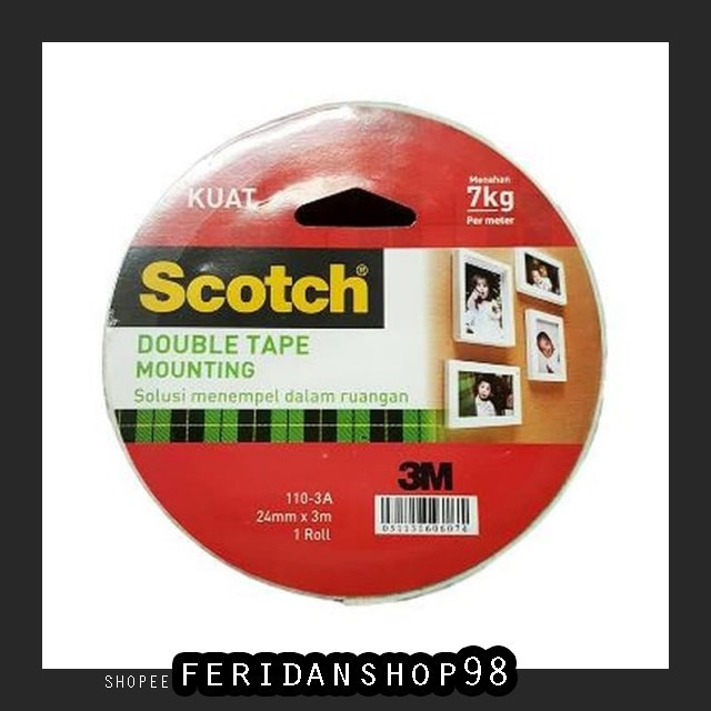 

FS1164 SELOTIP & DOUBLE TAPE 3M SCOTCH INDOOR ATK PERMANENT MOUNTING TAPE 24 MM X 3 M BY FERIDANSHOP