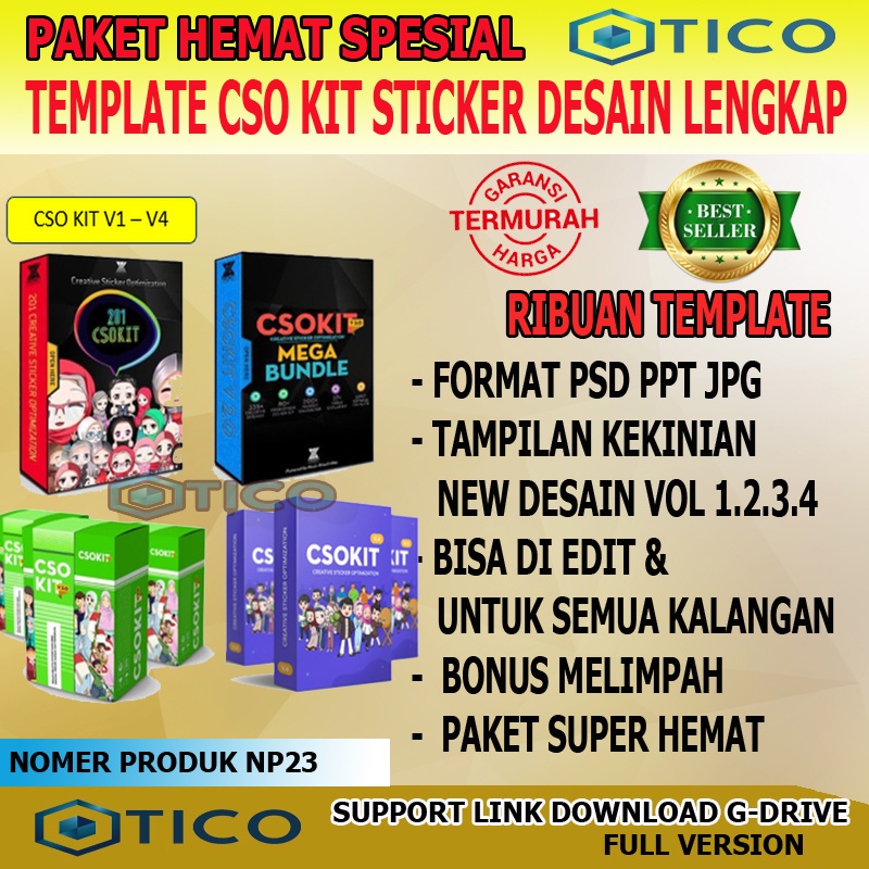 Paket CSO Kit lengkap Branding Promosi Sticker Kartun Animasi Desain Usaha Percetakan Multimedia Termurah Terlaris NP23