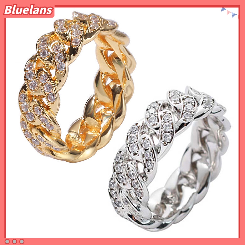 Bluelans Cincin Bahan Alloy Model Twisted Aksen Cubic Zirconia Untuk Hadiah