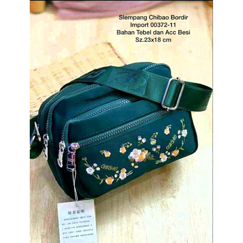 Tas wanita selempang import chibao 4ruang bordir bunga JK#00372-11