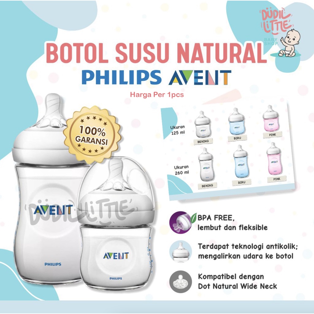 BOTOL SUSU AVENT NATURAL 125ML - 260ML SINGLE NO BOX 100% ORIGINAL BISA COD