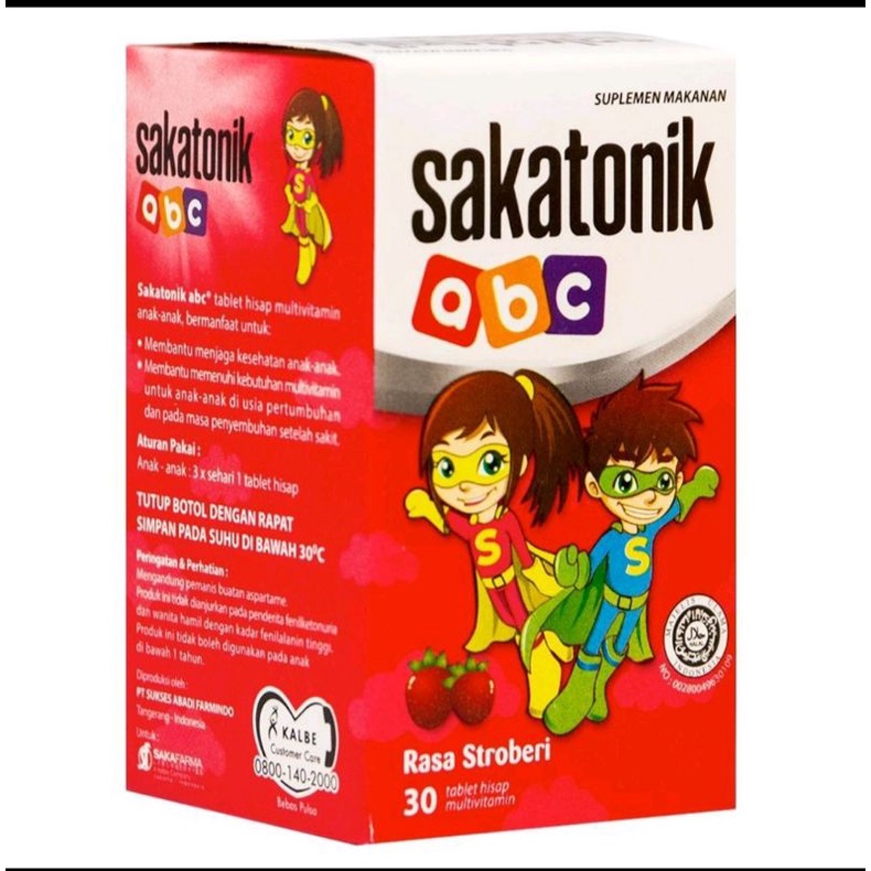 sakatonik ABC multivitamin anak rasa strawberry dan anggur isi 30 tablet hisap