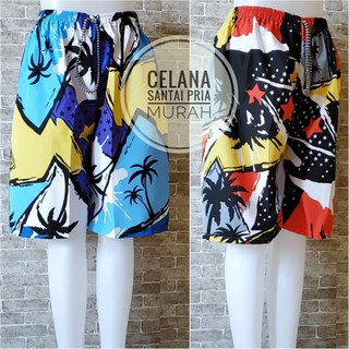 Celana Pendek Santai Celana Pantai Surfing Pria Boxer Motif FullPrint