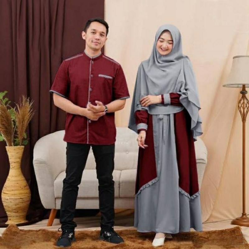 Couple Nerobi Set Hijab / couple muslim / gamis couple