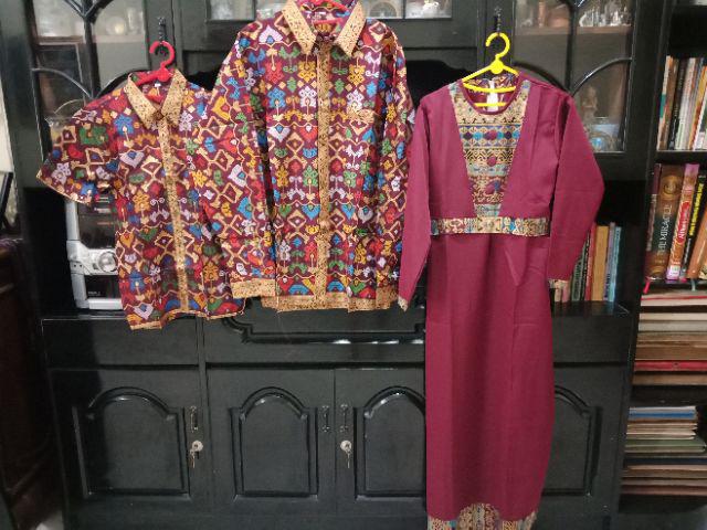 Kemeja Atasan 066 142 300 Batik Hem Anak Songket Seragam Keluarga Katun