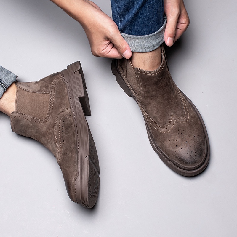 Sepatu Pria Boot Martin Jatuh Kulit Boots Tinggi Kerja Serigala Perang Inggris Tren