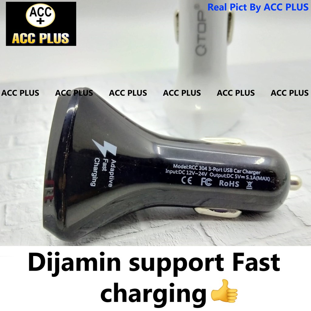 Car Charger Mobil 3 Port USB 5.1A Fast Charging Car Charger Qtop Aliens Saver Mobil 3 Port USB