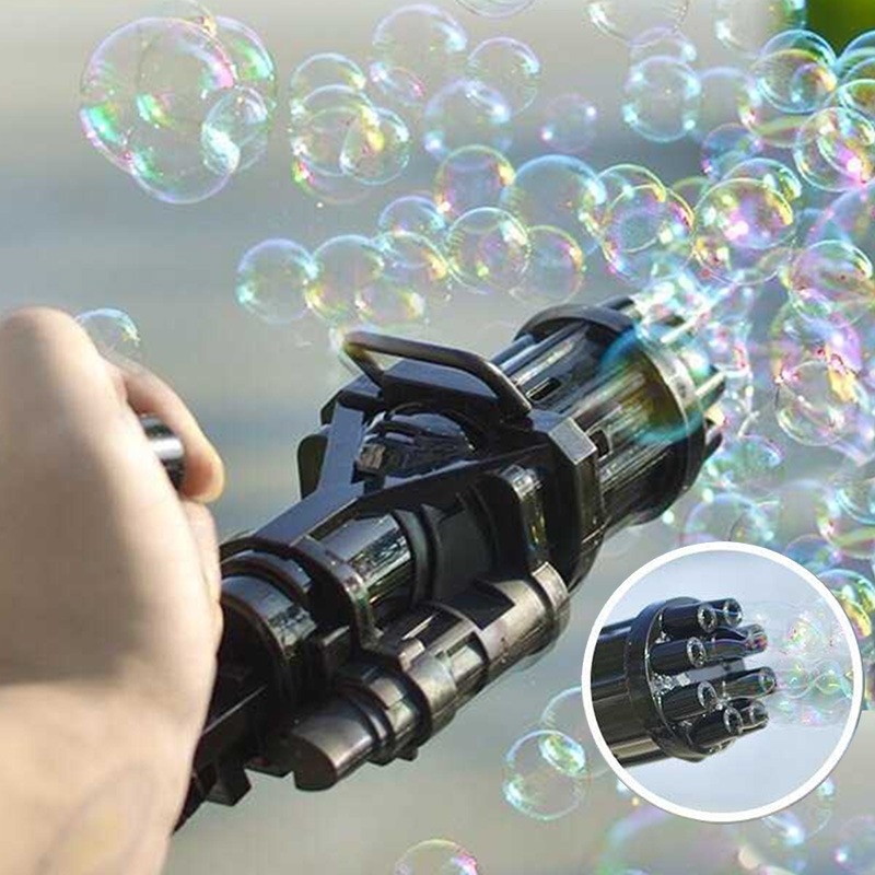 Mainan Anak Gelembung Sabun Otomatis Bubble Gatling Gun 8 Lubang