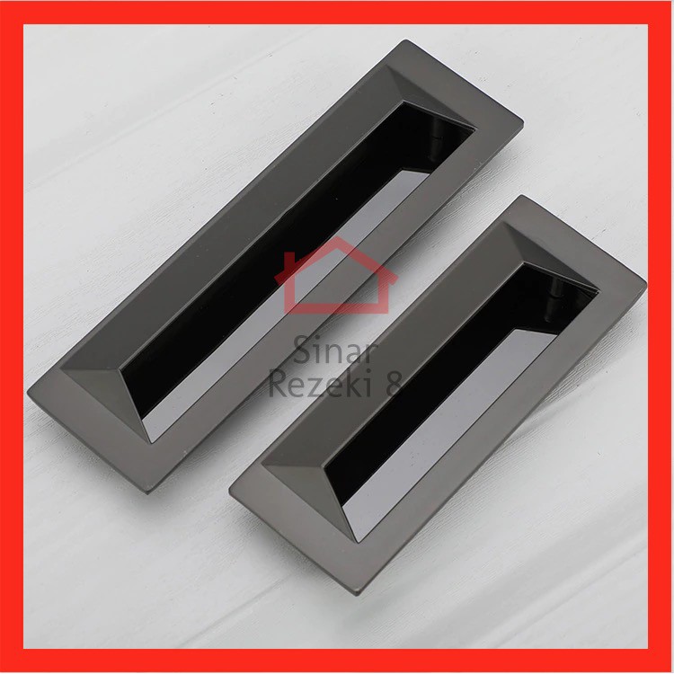 Tarikan Tanam Hitam Handle Geser Pintu Lemari Minimalis Sliding Geser 12011 Black Gold Emas