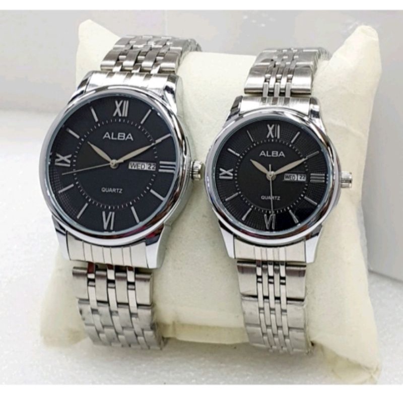 TERKEREN!!! Jam Tangan  ALBA CLASIC Couple || Tanggal dan hari aktif || watter resistant