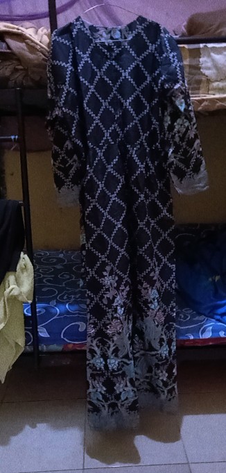 Batik Couple Gamis Batik Maura Sania Ruffle Ori Ndoro Jowi Dnt Size M L Xl Xxl All Size