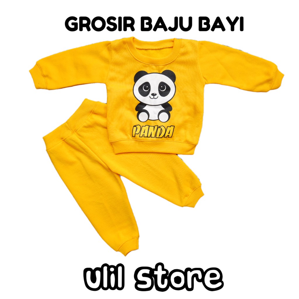 Setelan Jaket Bayi Anak 3-18 Bulan, Setelan Sweater Panda, Best Seller-KUNING