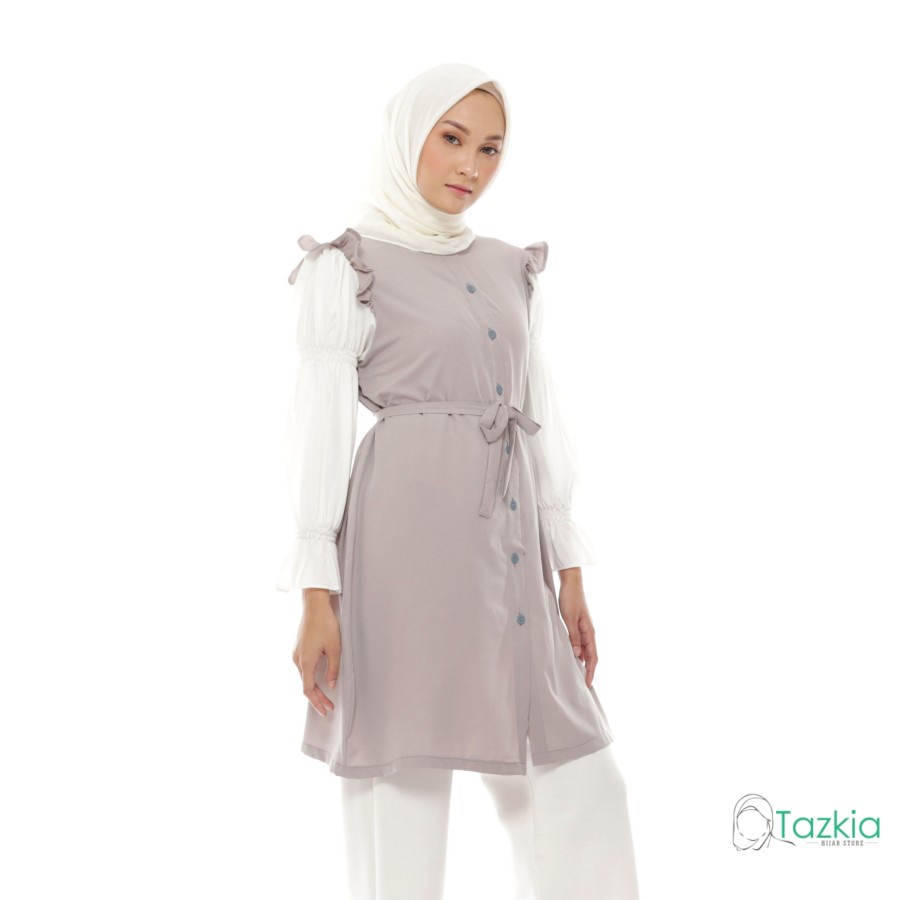 Baju Tunik Wanita Terbaru 2065 Fashion Muslim Lengan Panjang Midi Dress Terlaris Cewek Modern Muslim
