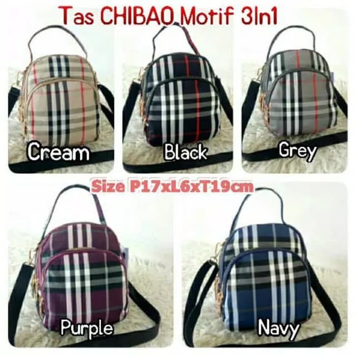 CB0828 Tas Wanita Import CHIBAO Motif 3in1 - Ungu