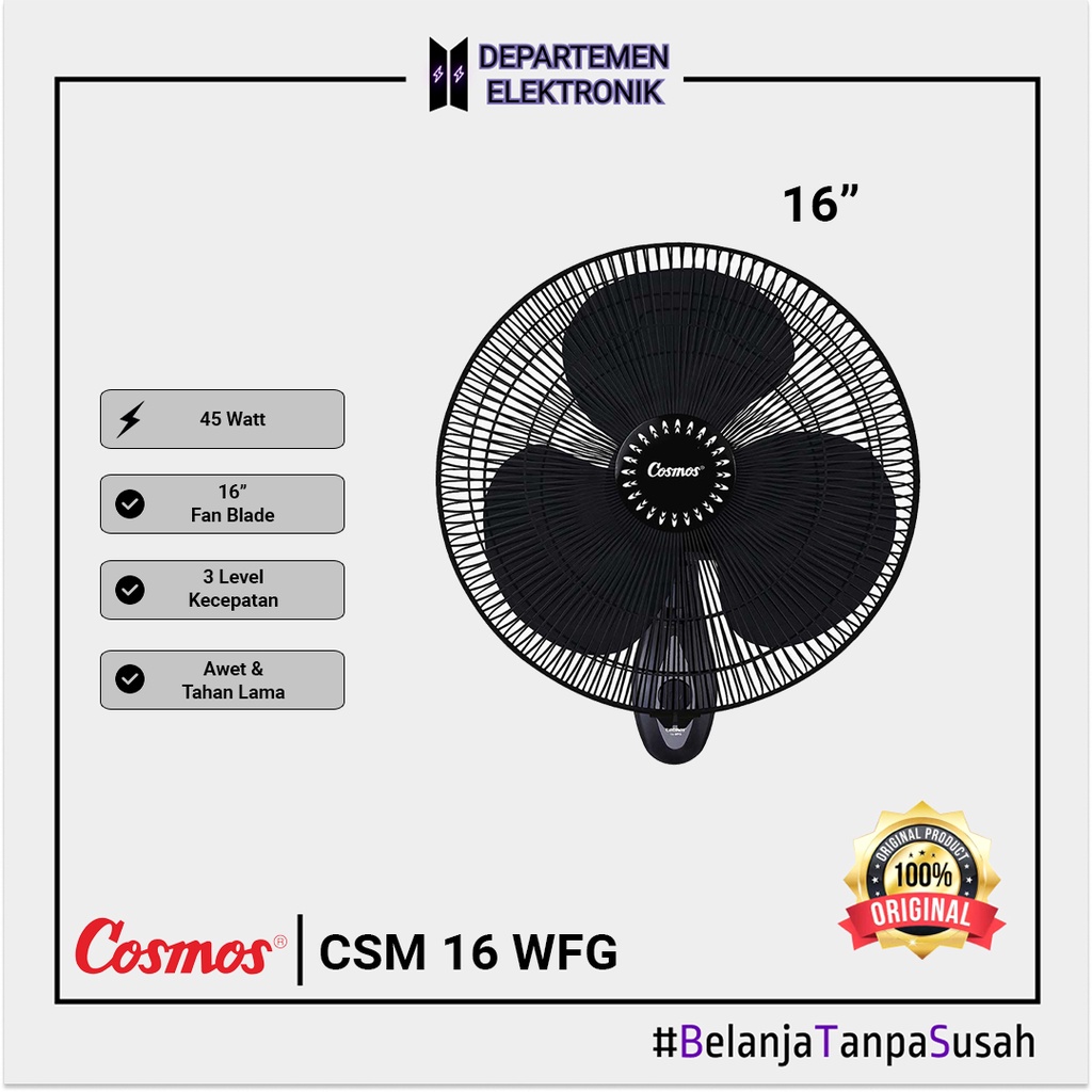 COSMOS Wall Fan  / Kipas Angin Dinding16 inch - 16 WFG MURAH BANGET / GARANSI RESMI