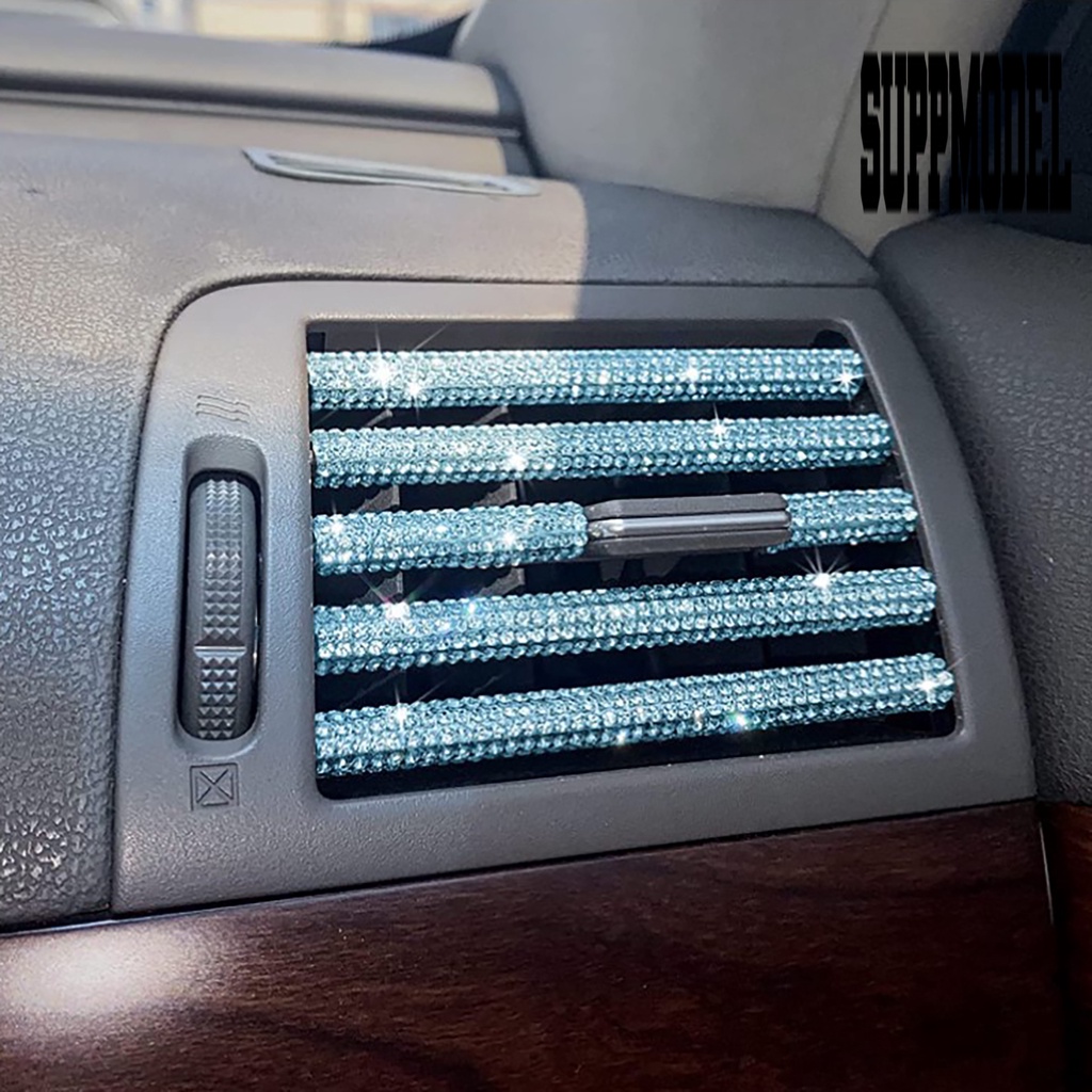 Suppmodelx &lt; 10Pcs / Set Strip Trim Karet Aksen Berlian Imitasi Untuk Dekorasi Interior Mobil