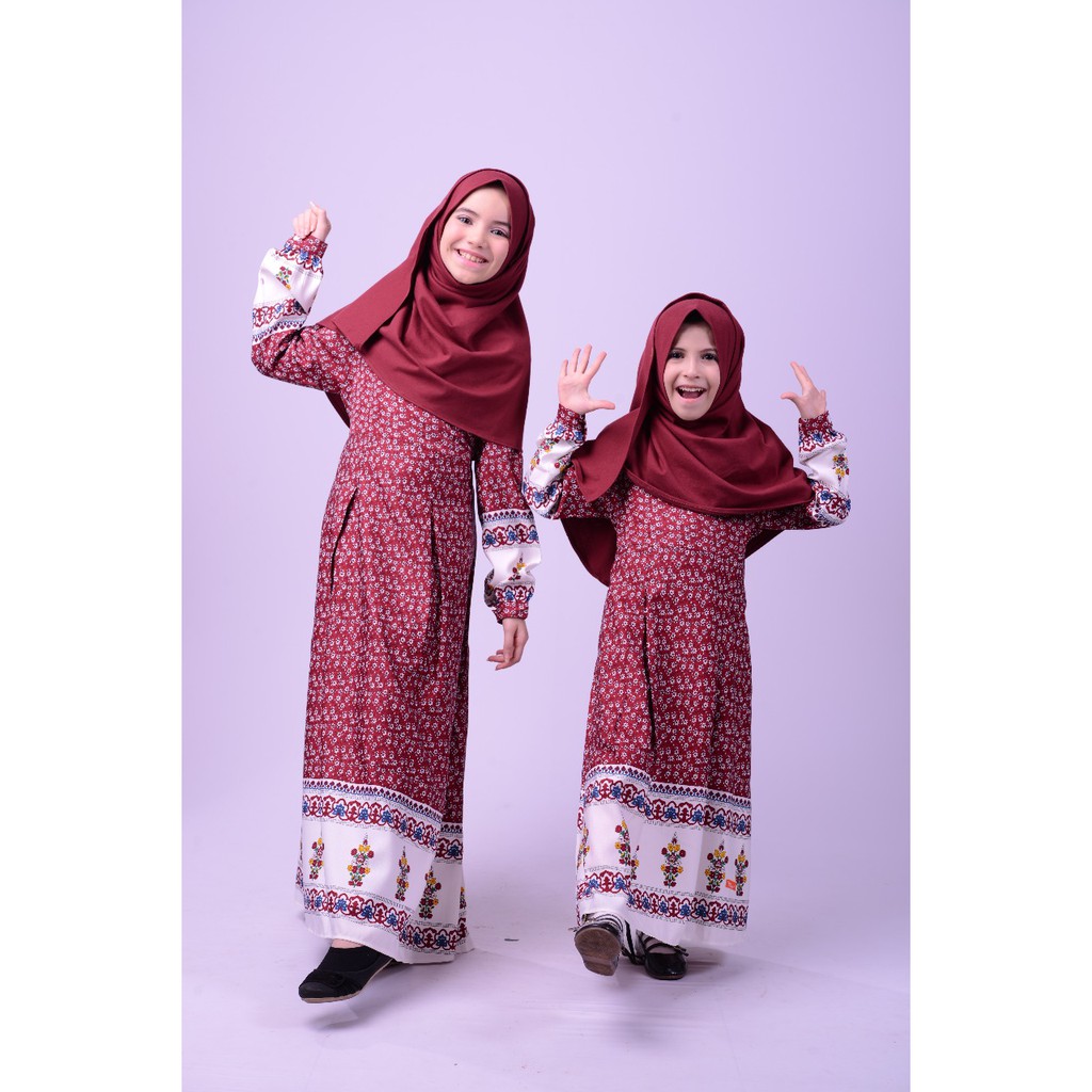 NSAP 55 MAROON Sarimbit Nibras 55 MAROON/ GAMIS ANAK PEREMPUAN / seragam baju lebaran couple syari