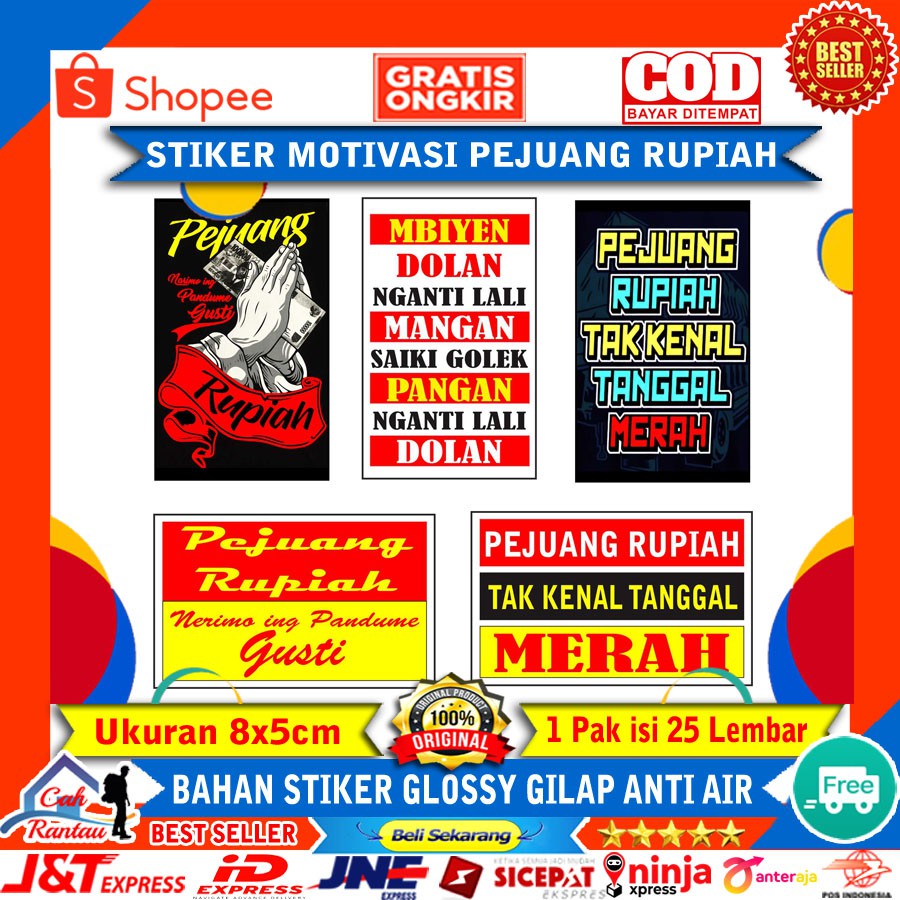 STIKER TEMPELAN MOTIVASI DINDING KAMAR QUOTES ISLAMI KERJA KERAS TULISAN KATA KATA PEJUANG RUPIAH
