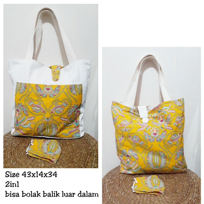 Tas Totebag Batik Bolak - Balik, Free Masker