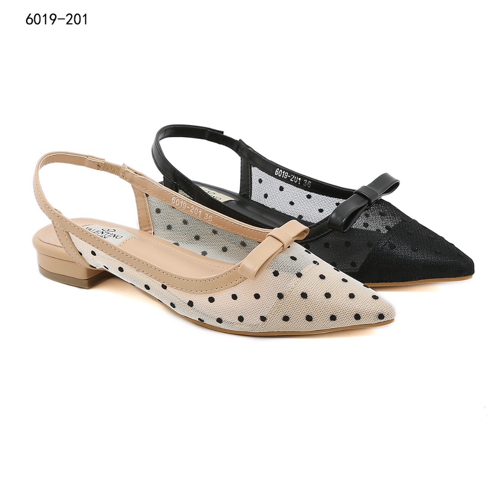 Mesh and Leather Slingback Ballerina Flats #6019-201