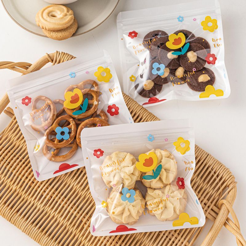 Plastik Ziplock Bunga isi 5pcs / Plastik Zipper Bunga / Plastik Cookies Kue Kering Lucu Korea