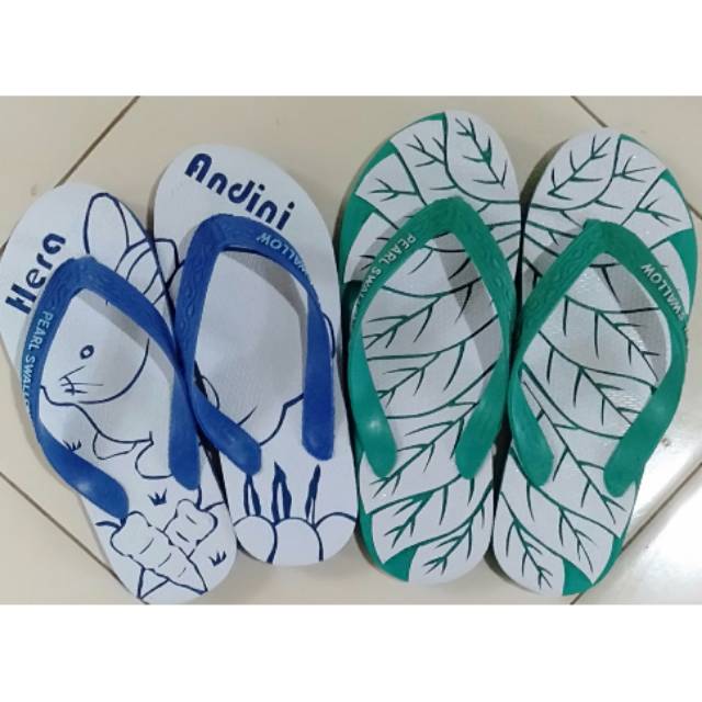  SANDAL  UKIR  CUSTOM KARAKTER BISA TAMBAH NAMA  PEMAKAI UNIK 