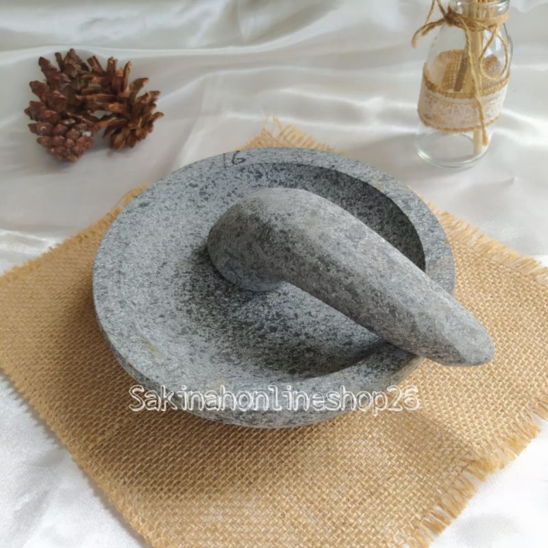 (20cm) Cobek Batu Bubut Asli Dijamin / Batu Gunung Asli Ukuran 20cm