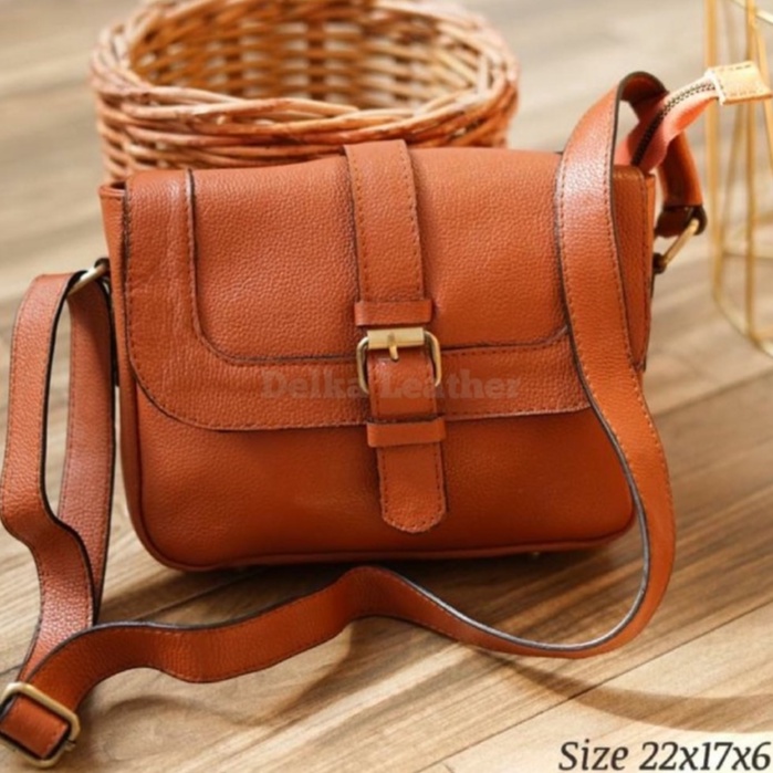 Tas Kulit Asli DL664 Wanita/ Tas Papirut Asli Kulit Sapi Garut/ Fashion Tas Selempang Kulit 100% Ori