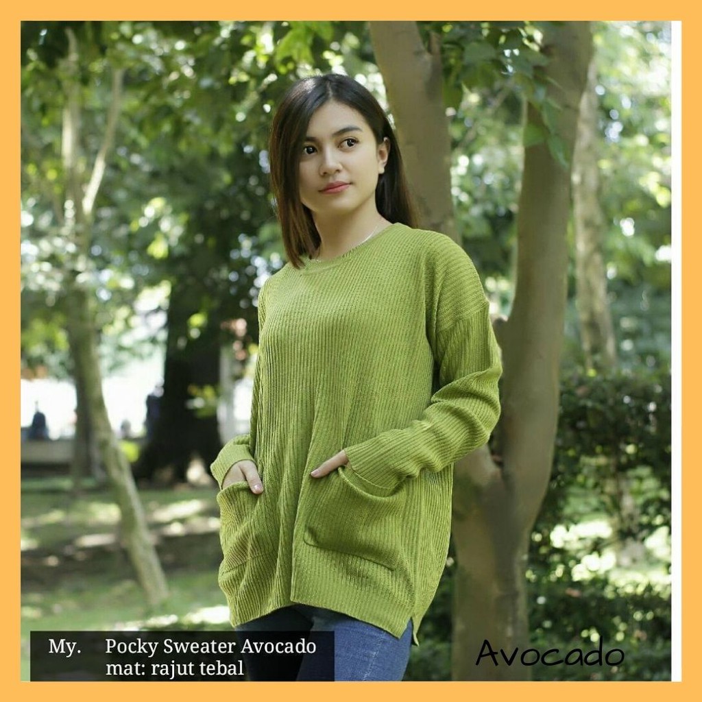 POCKY SWEATER /SWEATER RAJUT OVERSIZE / SWEATER POCKET WANITA / POCKY SAKU / BLOUSE WANITA OVERSIZE /SWEATER RAJUT WANITA