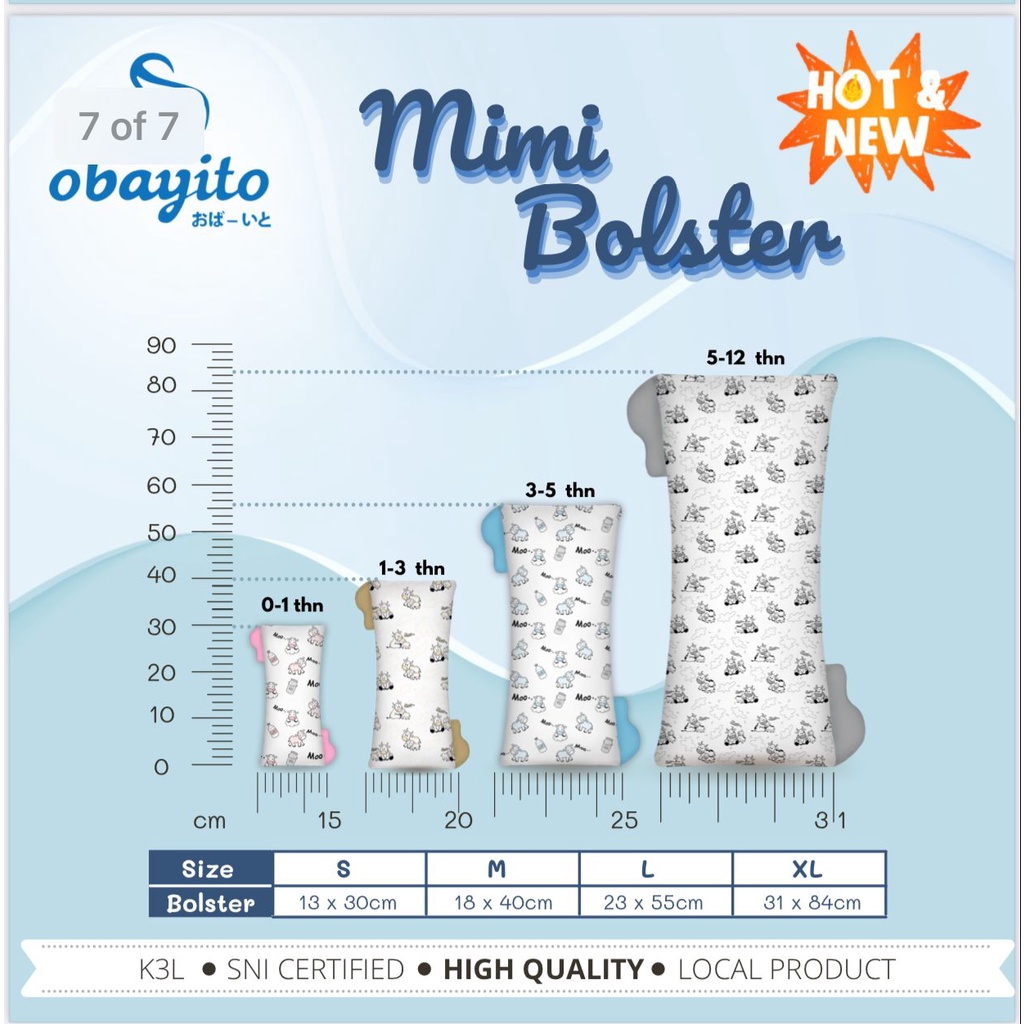 OBAYITO MIMI BOLSTER MOOSUI THE SERIES MIMI PILLOW By OBAYITO PREMIUM BEDTIME BUDDY Bantal Guling Anak Tencel Bantal Guling Bayi