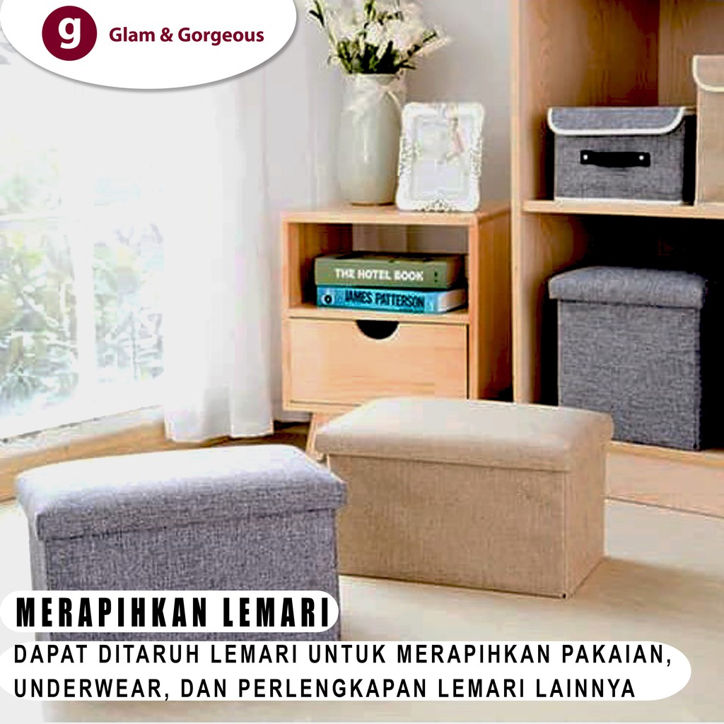 Box penyimpanan Serbaguna Kursi Stool Tempat Mainan Sepatu Buku Bahan Cotton SB014