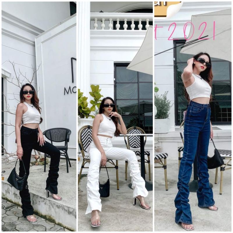 Ready backup 6992 denim hw cutbray import bangkok best seller celana panjang jeans wanita fashion mu