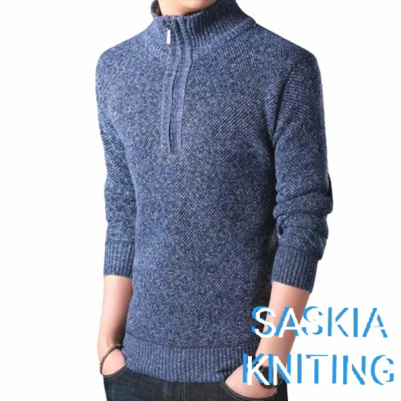 sweater resleting setengah nevi/sweter pria/rajut pria