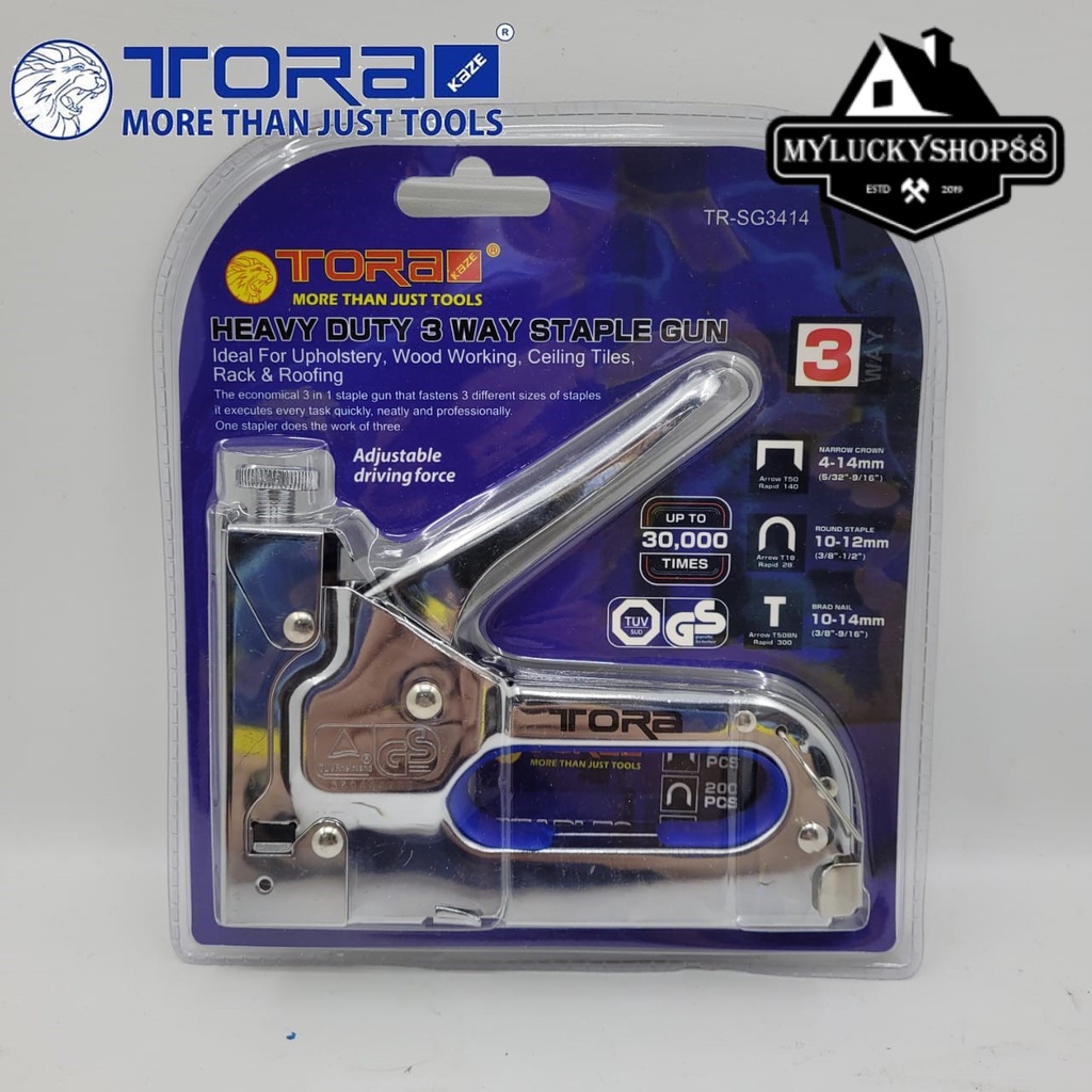 Tora Staples Gun Heavy Duty 3in1 3 Way Hekter Stapless Tembak Jok Sofa Staple Steples