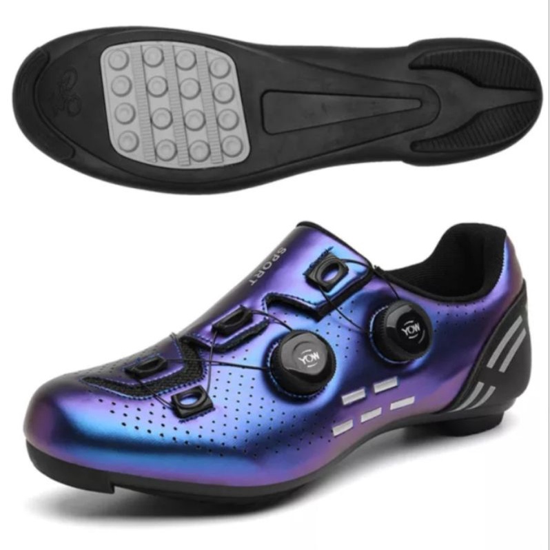 Sport Sepatu Sepeda Non Cleat 2 BOA Sepatu Gowes Bicycle Shoes Non Cleats Blue